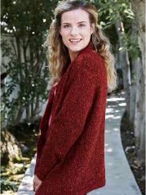 Bobeau Open-Front Rust Cardigan Sweater XL